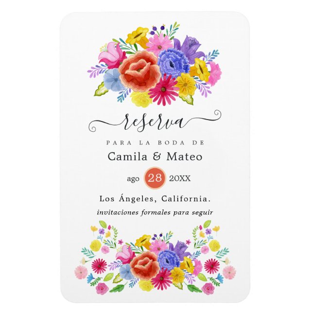 Spanisch florale Fiesta Wedding Save the Date Magnet (Vertikal)