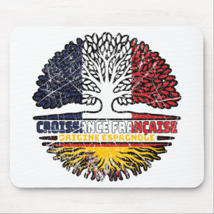 Spanisch Französisch Frankreich Baum Wurzeln Flagg Mousepad