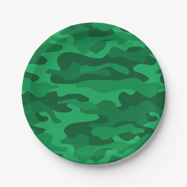 Spanisch-grüne Camouflage Pappteller (Vorderseite)