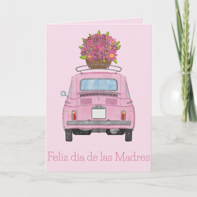Spanisch Happy Mother's Day Fiat 500 Karte (Vorderseite)