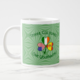 Spanisch Irisch Amerikanische Flagge Shamrock Pers Jumbo-Tasse