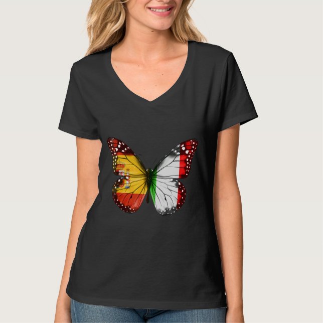 Spanisch - Italienische Flagge T-Shirt (Vorderseite)