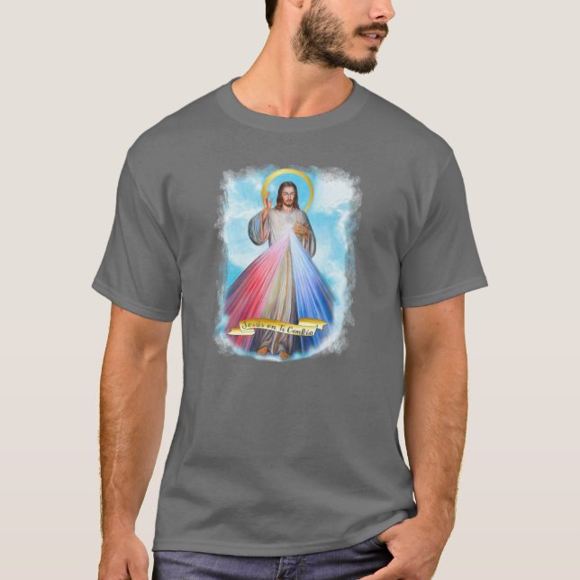 Spanisch Jesus Divina Misericordia Cielo Azul T-Shirt (Vorderseite)
