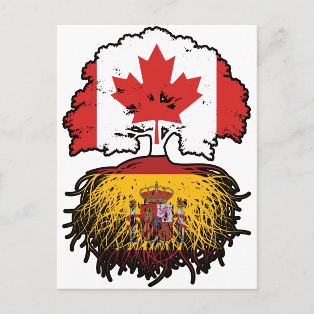 Spanisch Kanadisches Tree-Roots-Flag Postkarte (Vorderseite)