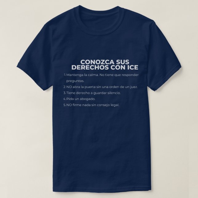 Spanisch: Kenne deine Rechte mit ICE T-Shirt (Design vorne)