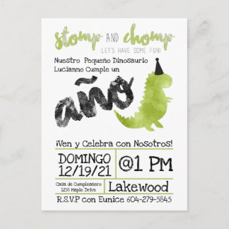 Spanisch Little Dino Dinosaur Thema Boy Stomp Postkarte