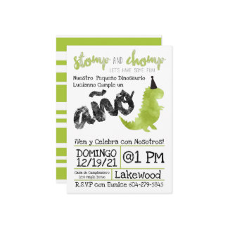 Spanisch Little    Dinodinosaurio verde Chico Einladung