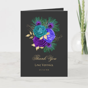 Spanisch Mardi Gras Aquarell Floral Quinceañera Dankeskarte