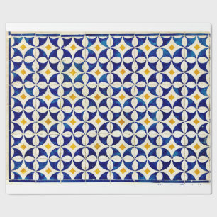 Spanisch marokkanischer Tile Navy Blau Gelb Geschenkpapier