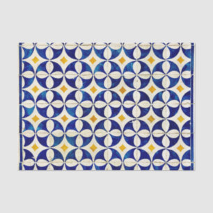 Spanisch marokkanischer Tile Navy Blau Gelb Seidenpapier