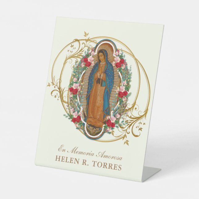 Spanisch Mary Guadalupe Danke, dass Sie Beileid Sockelschild (Vorderseite)