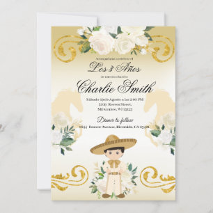 Spanisch Mexikanisch 3 años Gold Charro Einladung
