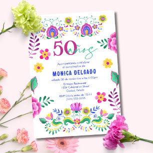 Spanisch-Mexikanische Fiesta-Blumen-50. Geburtstag Einladung