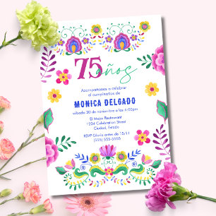 Spanisch-Mexikanische Fiesta-Blumen 75. Geburtstag Einladung