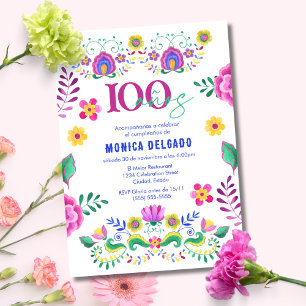 Spanisch-Mexikanische Fiesta-Blumen zum 100. Gebur Einladung