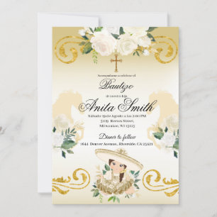 Spanisch Mexikanische Taufe Gold Girl Charra Einladung