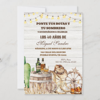 Spanisch-Mexikanischer Western-Whiskey Cowboy Adul Einladung