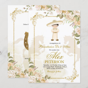 Spanisch Mexikanisches Gold Charro 3 Anos Einladun Einladung