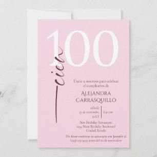 Spanisch Minimalistisch Feminine Pink 100. Geburts Einladung