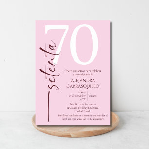 Spanisch Minimalistisch Pink Delicate 70. Geburtst Einladung
