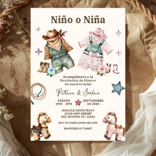 Spanisch Niño oder Niña Cowboy Geschlecht Enthüllu Einladung