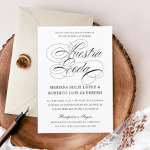 Spanisch Nuestra Boda Blanco y Negro Caligrafía