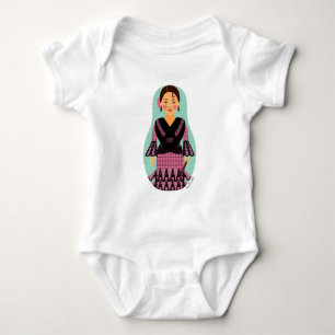 Spanisch Pink Dress Matryoshka Baby Bodysuit Strampler