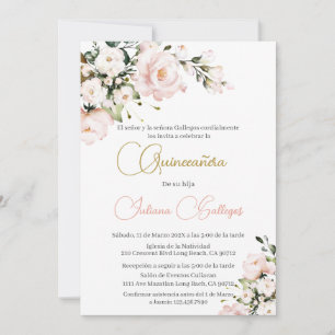 Spanisch Pink Floral Quinceanera Einladung