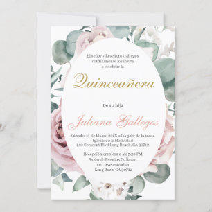 Spanisch Pink Floral Quinceanera Einladung
