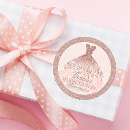 Spanisch Quinceañera Mis Quince Pink Rose Vielen D Runder Aufkleber