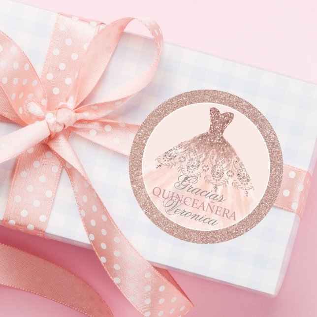 Spanisch Quinceañera Mis Quince Pink Rose Vielen D Runder Aufkleber (Von Creator hochgeladen)