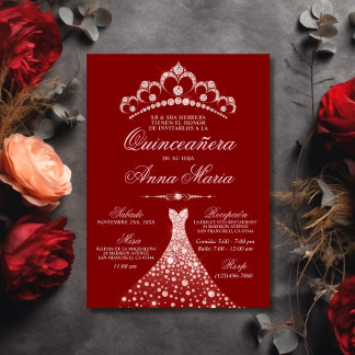 Spanisch Quinceñera Mis Quince 15 | Rot Einladung