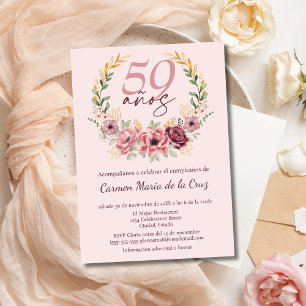 Spanisch Rosa Elegante Blumenparty zum 59. Geburts Einladung