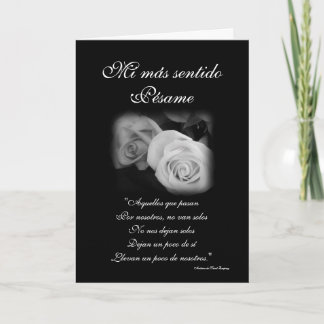 Spanisch: rosa y poema de Pesame B&W Beileid card Karte