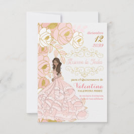 Spanisch Save the Date Pink Gold Quinceanera