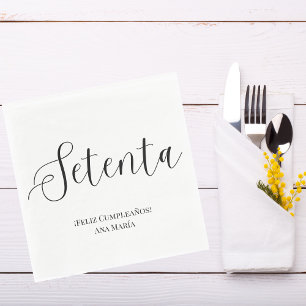 Spanisch Schwarz/Weiß Minimalistisch 70. Geburtsta Serviette