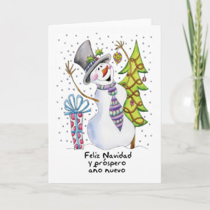 Spanisch - Snowman - Happy Snowman - Feliz Navidad Feiertagskarte