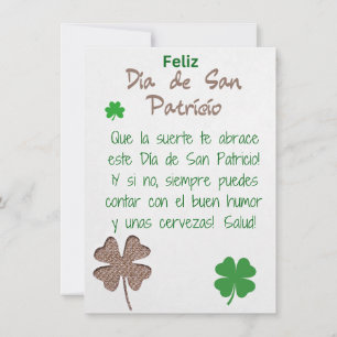 Spanisch - St Patricks Day Grußkarte Feiertagskarte