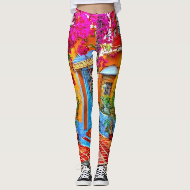 Spanisch Street Leggings farbenfroh und blumenreic (Vorderseite)