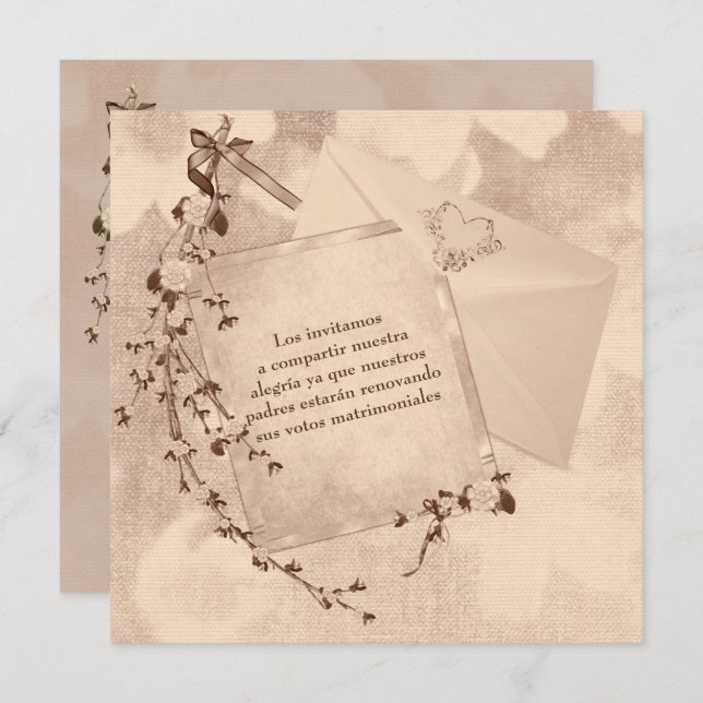 Spanisch Text Hochzeit Vow Erneuerung einladen Einladung (Vorne/Hinten)