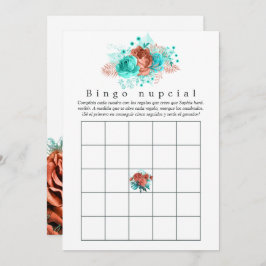 Spanisch Türkis und Korallenblume Bridal Bingo