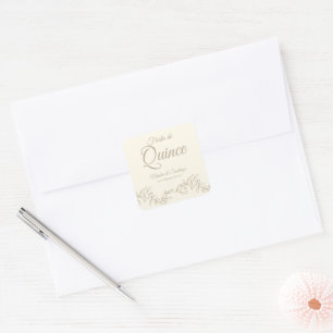 Spanisch Twins Fiesta de Quince Champagne Botanisc Quadratischer Aufkleber