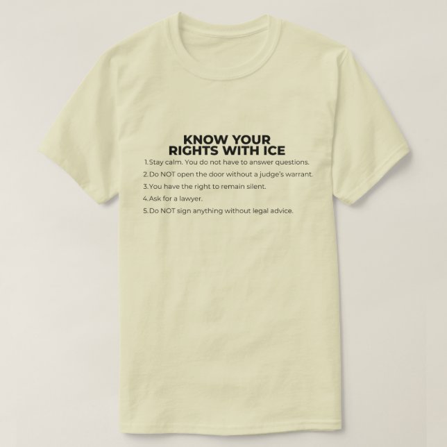 Spanisch und Englisch Know Your Rights ICE T-Shirt (Design vorne)
