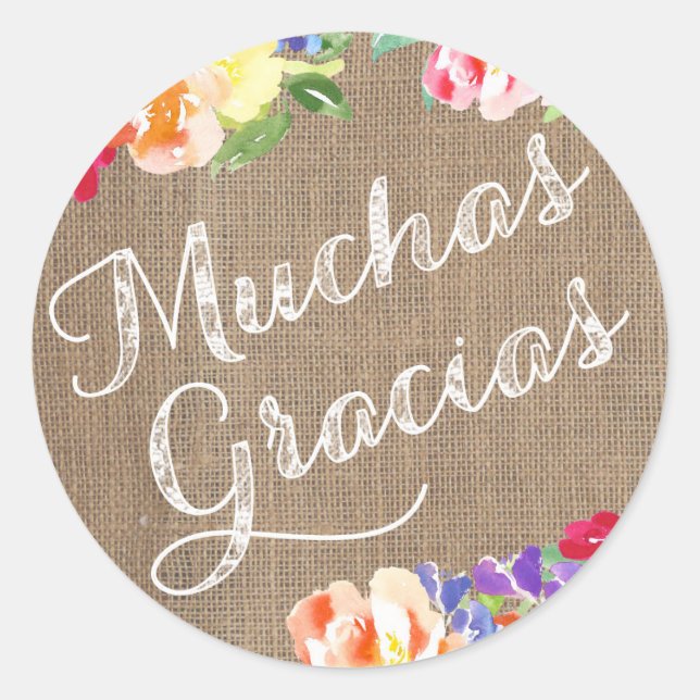 Spanisch Vielen Dank Kleine Stickers | Muchas Grac (Vorderseite)