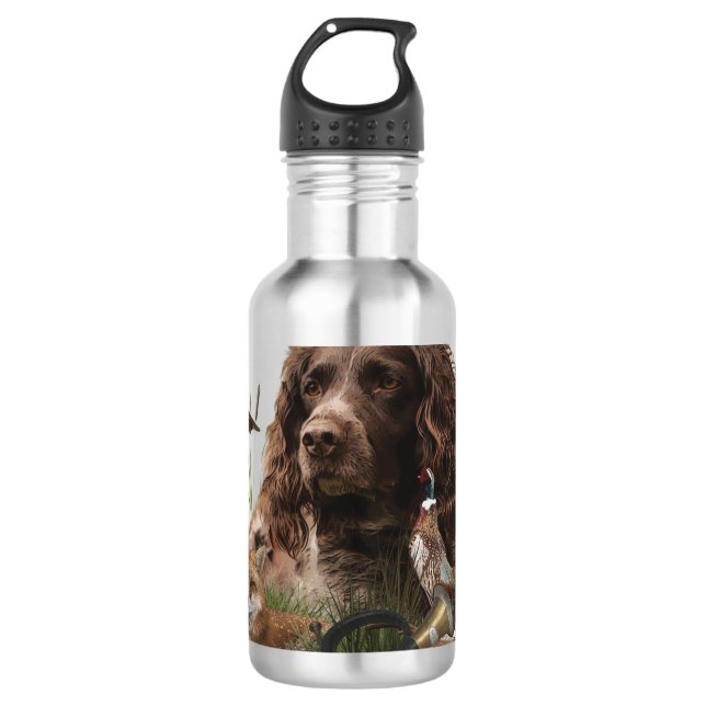 Spanisch, Wachtelhund Edelstahlflasche (Vorderseite)