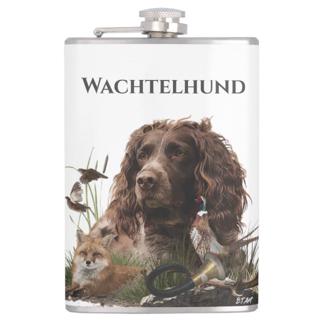Spanisch, Wachtelhund Flachmann (Vorderseite)