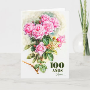 Spanische 100. Geburtstag Vintage Rose Garten Name Karte