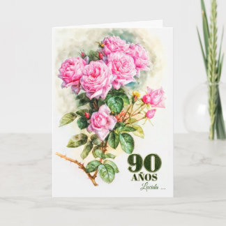 Spanische 90. Geburtstag Vintage Rose Garten Name Karte
