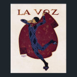 Spanische Art Deco Illustration ~ Künstlerinnen Pe Poster<br><div class="desc">Art Deco Illustration für La Voz in La Estera, ca. 1917 von Rafael de Penagos (1889-1954), zeigt eine schlanke Figur in dunkelblauen Strumpfhosen, schwarzen Tanzschuhen und einem wirbelnden roten Kap. Ein atemberaubendes Stück für den Kunstliebhaber, und großartig für jede moderne Wohngestaltung! Der Großteil der Arbeit von Penagos waren Illustrationen für...</div>