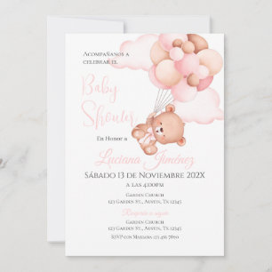 Spanische Babyparty-Einladung Rosa Bär Mädchen Einladung